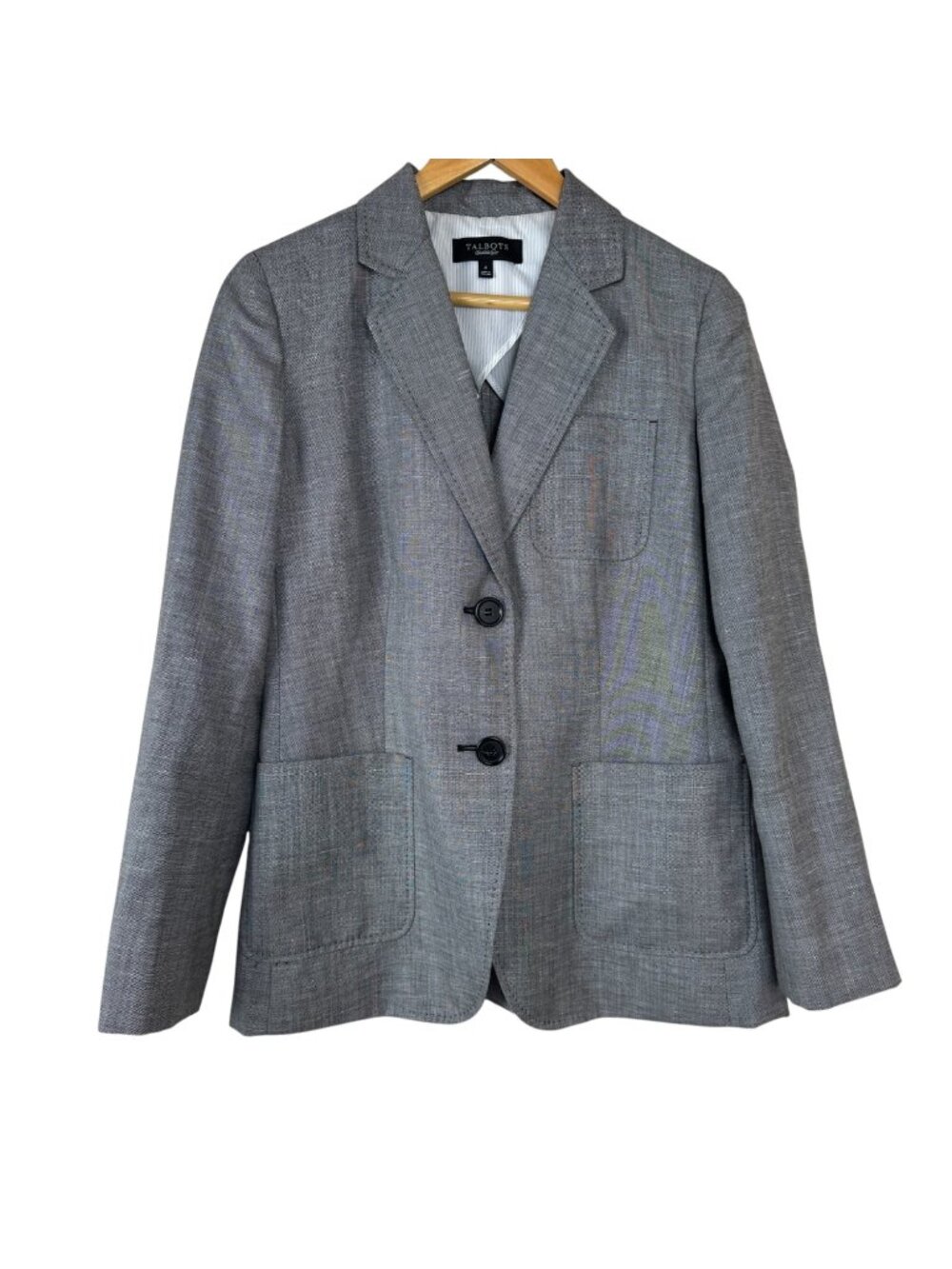 Talbots Grey Career Blazer Size 4 Wool Linen Blend Career Preppy Professional